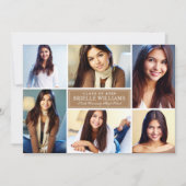 タンエレガントフォトコラージュ卒業パーティー 招待状 (正面)