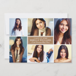 タンエレガントフォトコラージュ卒業パーティー 招待状