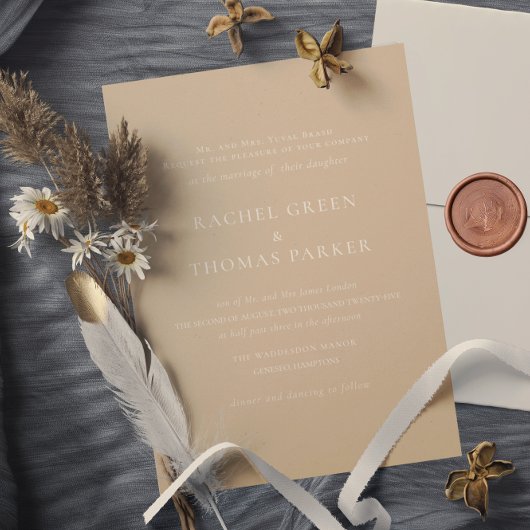 タンエレガントミフォーマルミナリスト・モノグラム結婚ズ 招待状