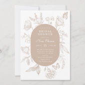 タンエレガントラインアートフローラブライダルシャワー 招待状 (正面)
