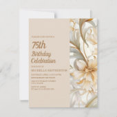 タンエレガントラストウォーターカラーフローラ75th誕生日 招待状 (正面)
