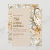 タンエレガントラストウォーターカラーフローラ75th誕生日 招待状 (正面/裏面)