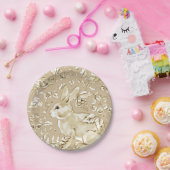 タンエレガントラビットバニーバードフローライースターブランチ ペーパープレート (パーティー)