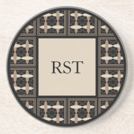 タンオンブラックイニシャル コースター