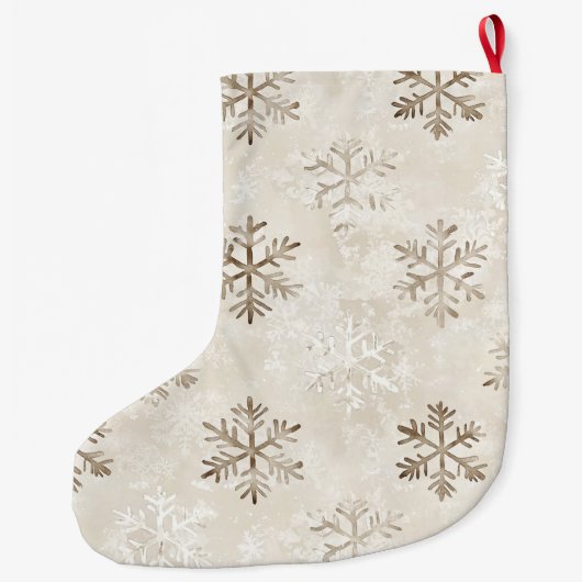 タンオーガニッククリームクリスマススノーフレーク ラージクリスマスストッキング (裏面)