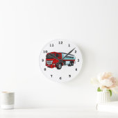 タンカートラック燃料輸送漫画イラストレーション ラウンド壁時計 (ホーム)