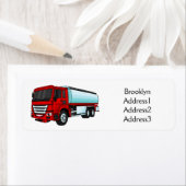 タンカートラック燃料輸送漫画イラストレーション ラベル (インサイチュ)