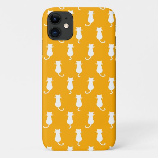 タンガリン地にホワイトの猫　ウィムジカルキャット Case-Mate iPhoneケース (裏面)