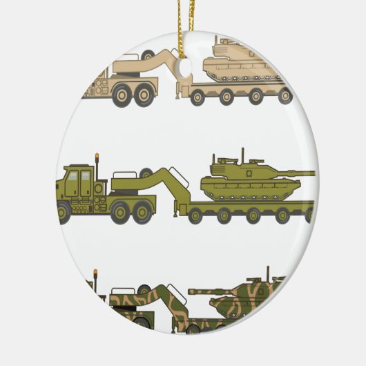 タンクを引っ張る軍のトラック セラミックオーナメント (左)