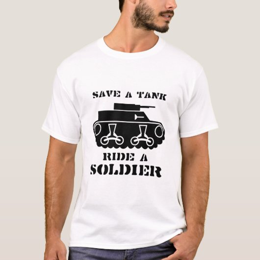 タンクを救って下さい。 兵士に乗って下さい Tシャツ (正面)