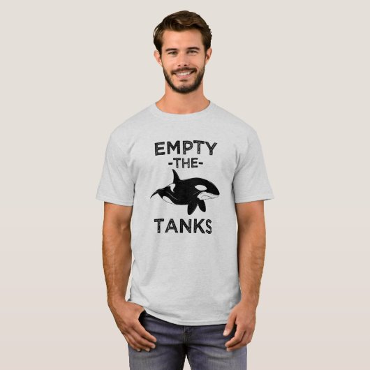 タンクを空けて下さい-シャチのクジラのおもしろいなワイシャツを放して下さい Tシャツ (正面フル)