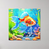 タンクカラフル金魚デザイン キャンバスプリント (正面)