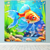 タンクカラフル金魚デザイン キャンバスプリント (インサイチュ (ウッドフロア))