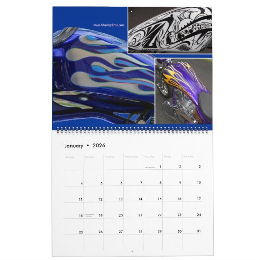 タンクショット – オートバイカスタムのアー絵画ト カレンダー (1月 2026)