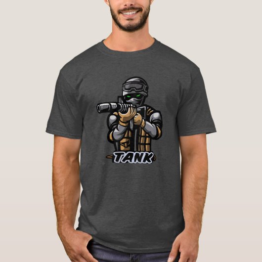 タンクプッシャー E スポーツの少年 楽しい Tシャツ (正面)