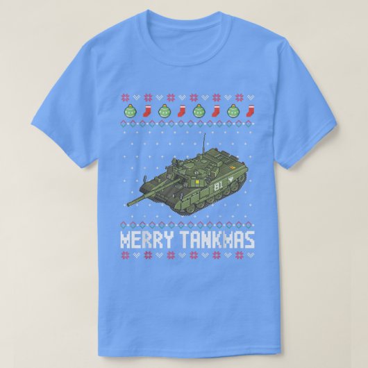 タンクメリーマス軍軍隊バトルタンクおもしろい醜い Tシャツ (デザイン正面)