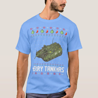 タンクメリーマス軍軍隊バトルタンクおもしろい醜い Tシャツ