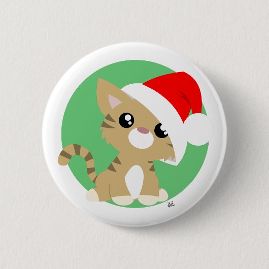 タンクリスマス子猫ボタン 缶バッジ (正面)