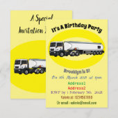 タンクローリーの燃料輸送の漫画イラスト 招待状 (正面/裏面)