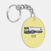タンクローリー燃料輸送漫画イラストレーション キーホルダー (正面左)