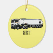タンクローリー燃料輸送漫画イラストレーション セラミックオーナメント (左)