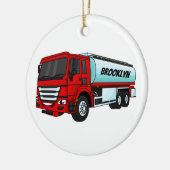 タンクローリー燃料輸送漫画イラストレーション セラミックオーナメント (左)
