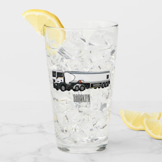 タンクローリー燃料輸送漫画イラストレーション タンブラーグラス (アイス正面)