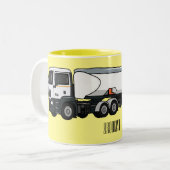 タンクローリー燃料輸送漫画イラストレーション ツートーンマグカップ (正面左)