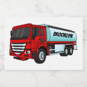 タンクローリー燃料輸送漫画イラストレーション フードラベル (シングルラベル)