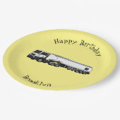 タンクローリー燃料輸送漫画イラストレーション ペーパープレート (アングル)