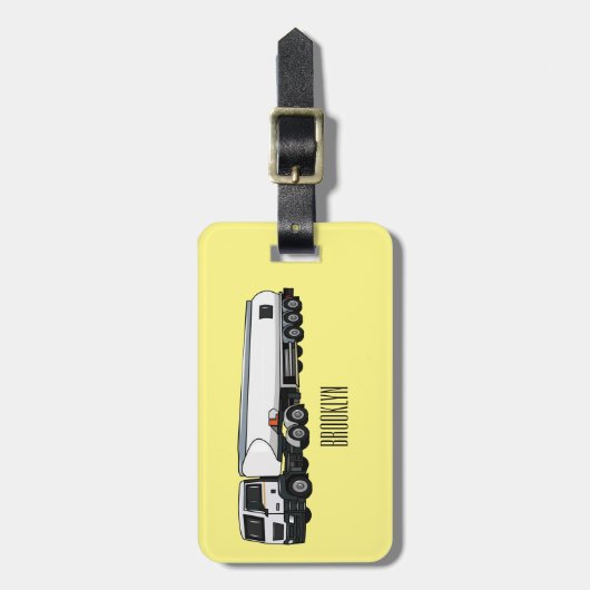 タンクローリー燃料輸送漫画イラストレーション ラゲッジタグ (正面縦)