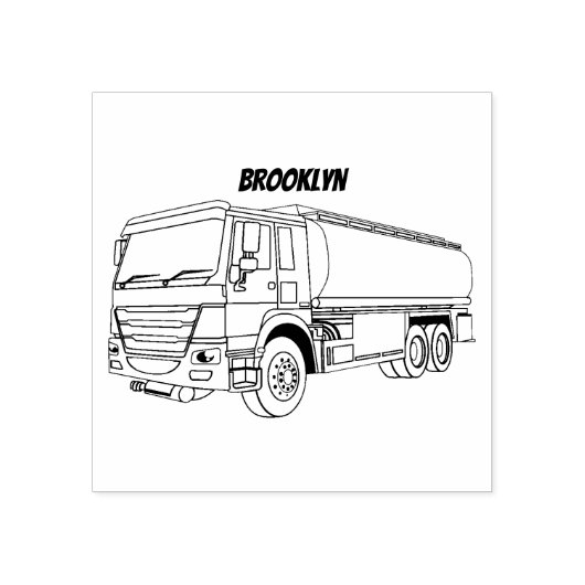 タンクローリー燃料輸送漫画イラストレーション ラバースタンプ (インプリント)