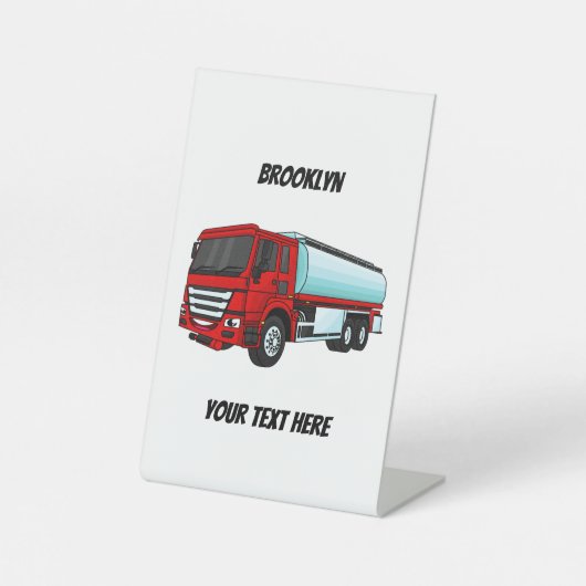 タンクローリー燃料輸送漫画イラストレーション 台座サイン (正面)