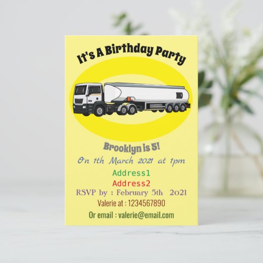 タンクローリー燃料輸送漫画イラストレーション 招待状 (スタンド正面)