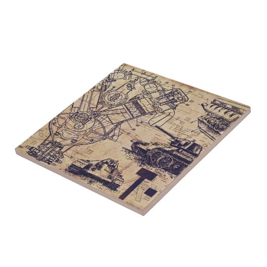 タンク回路図アート タイル (側面)