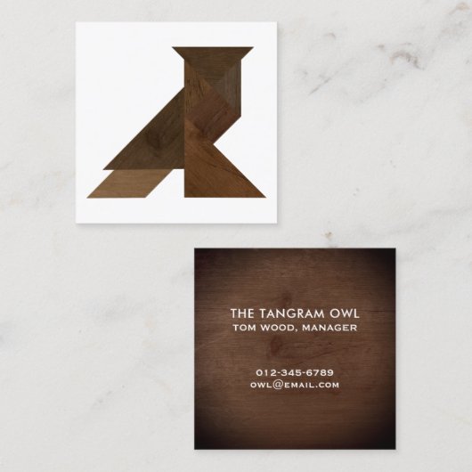 タングラムフクロウ木スタイルモダンデザイン スクエア名刺 (正面/裏面)