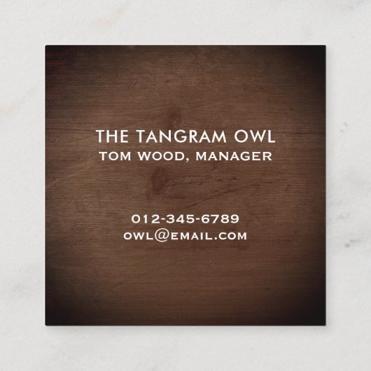 タングラムフクロウ木スタイルモダンデザイン スクエア名刺 (裏面)