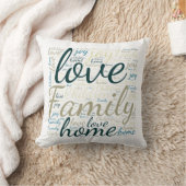 タングリーンブルーラブファミリーホームワードクラウド クッション (ブランケット)