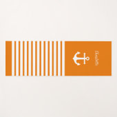 タンゲリンと白ストライプの航海のパーソナライズされた ヨガマット (正面(横))