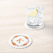 タンゲリンオレンジフローラリースモノグラム結婚ズ ペーパーコースター (インサイチュ)