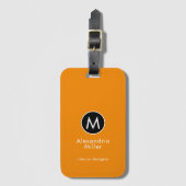 タンゲリンスタイリッシュオレンジモノグラム名 ラゲッジタグ (正面縦)