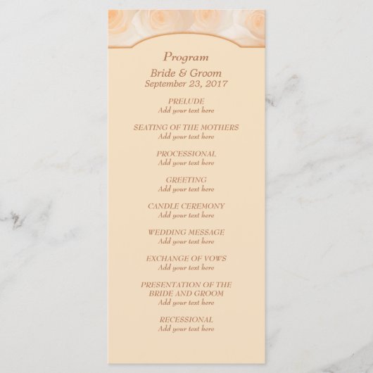 タンゲリンバラパーソナライズされた結婚式 プログラム (正面)