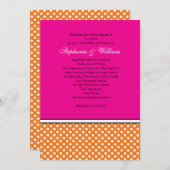 タンゲリン水玉模様およびピンク結婚式招待状 招待状 (正面/裏面)