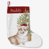タンコルギドッグクリスマスツリー水カラーペット スモールクリスマスストッキング (正面)