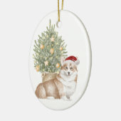 タンコーギホリデーウォーターカラーペットドッグクリスマス セラミックオーナメント (左)