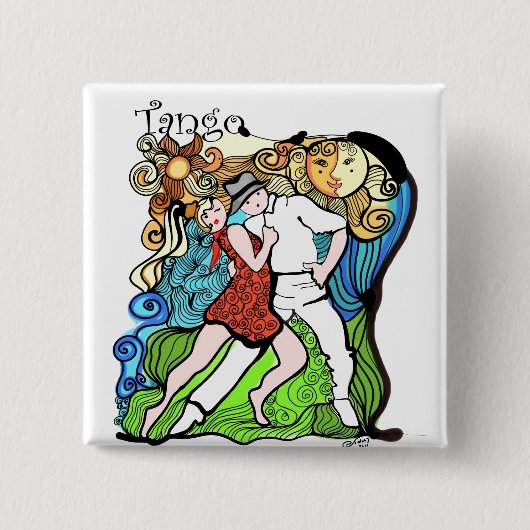 タンゴのダンス- 2少しTangueros 缶バッジ (正面)