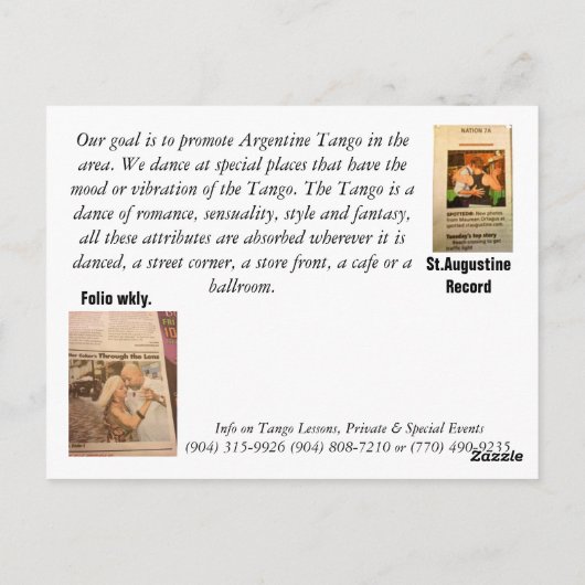 タンゴギグ ポストカード (裏面)