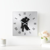 タンゴダンサーのシルエット12個 スクエア壁時計 (ホーム)