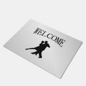 タンゴダンサーのシルエット2シルバー ドアマット (アングル)