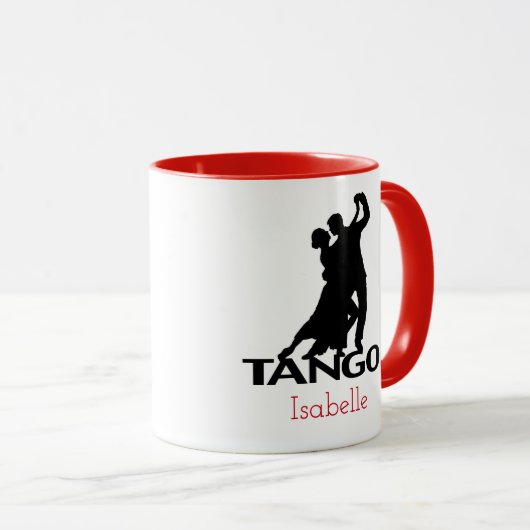 タンゴダンサー社交ダンスシルエットパーソナライズされた マグカップ (正面右)